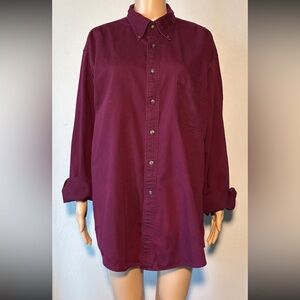 Vintage Club Room Men's Shirt Size L Red Wine Button Down Collared 100% Cotton